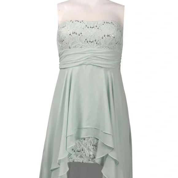 sachin and babi light blue dress Chiffon Overlay Sequin Dress